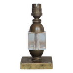 Pied de lampe de table vintage en laiton et verre