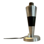 Pied de lampe vintage art dco, mtal chrom et laiton, france 1930