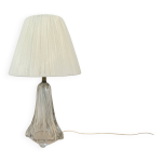 Pied de lampe vintage en cristal daum france 1960 avec abat - jour plissé Pied de lampe vintage en cristal daum france 1960 avec abat - jour plissé