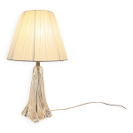 Pied de lampe vintage en cristal daum france 1960 avec abat - jour plissé Pied de lampe vintage en cristal daum france 1960 avec abat - jour plissé