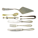 Pince  sucre,  glaons, pelle  tarte, cuillre, 3 couverts solingen