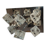Plafonnier 70 / 80's inox 6 cubes en verre Plafonnier 70 / 80's inox 6 cubes en verre