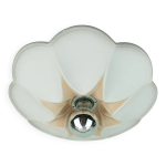 Plafonnier ou applique murale vintage en c�ramique en forme de fleur blanc gris rose ann�es 80