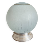 Plafonnier boule art d�co bleu granit� et dor�