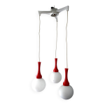 Plafonnier cascade suspension vintage space age boule opaline année 70 par Plafonnier cascade suspension vintage space age boule opaline année 70 par