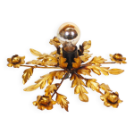 Plafonnier floral dor� de taille moyenne, allemagne ann�es 1960