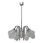 Plafonnier italien � cinq abat - jour en verre de murano bleu ann�es 1970