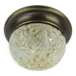 Plafonnier en verre et bois, 1970