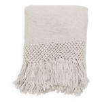 Plaid tiss main 100% pure laine de lama blanc