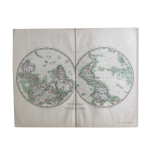 Planisphère ancien - the world hemispheres - keith johnston xixe Planisphère ancien - the world hemispheres - keith johnston xixe