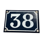 Plaque de rue en tle maille bleue et blanche numro 38