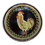 Plat ancien terre cuite dcor au coq
