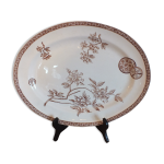 Plat ancien en terre de fer - dcor marguerite