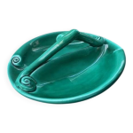 Plat ap�ritif vintage en fa�ence �maill�e