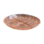 Plat apritif vintage en verre rose cisel
