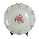 Plat boch frres fausta ancien rose fleurs vert au pochoir