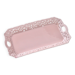 Plat  cake ancien en faence ajoure dentelle rose