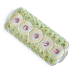 Plat à cake en barbotine fruits exotiques signé gv Plat à cake en barbotine fruits exotiques signé gv