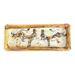 Plat  cake en cramique , dcor nes , artisanat vintage