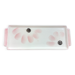 Plat à cake en faïence de gien, décor de fleurs roses, années 40 - 50 Plat à cake en faïence de gien, décor de fleurs roses, années 40 - 50