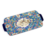 Plat  cake longwy, dcor floral et mdaillon d oiseaux, dbut xxme