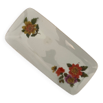 Plat  cake vintage en verre dessins de fleurs