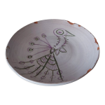 Plat en ceramique decor oiseau Plat en ceramique decor oiseau