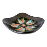 Plat c�ramique mat et iris� noir 1960