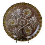 Plat cristal de bohême walther glas motif jaune et fleur Plat cristal de bohême walther glas motif jaune et fleur