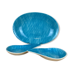 Plat et deux coupelles mistral par salins france, bleus, annes 60