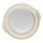 Plat  gteaux en porcelaine de limoges liser jaune et dor
