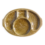 Plat gien, plateau serviteur ap�ritif � compartiments en barbotine