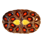 Plat a hutre vintage en cramique style vallauris, annees 60 / 70