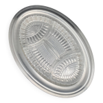 Plat en mtal argent avec coupelles compartimentes en verre