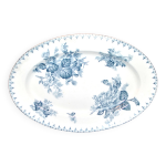 Plat ovale � d�cor de fleurs bleues u&c sarreguemines, service  flore
