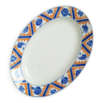 Plat ovale moulin des loups canada bleu et orange, 1920 - 40 Plat ovale moulin des loups canada bleu et orange, 1920 - 40