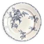 Plat rond clairefontaine - lon graves en terre de fer, service  chardonnerets  fin xixme