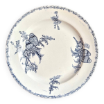 Plat rond clairefontaine - lon graves en terre de fer, service  chardonnerets  fin xixme