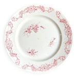 Plat rond creil & montereau en terre de fer rose, service  centaure