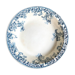 Plat rond et creux boulenger & cie en terre de fer maille blanche et bleue, service  wild rose