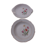 Plat rond creux et plat  gteaux en faence de lunville modle agnes