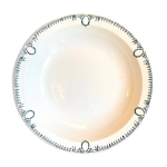 Plat rond et creux st amand & hamage en terre de fer blanche et bleue