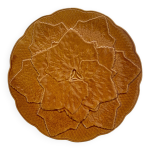 Plat rond faence barbotine feuilles de vigne gien cration primefleur vintage