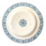 Plat rond gien en terre de fer, service  arabesques