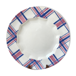 Plat rond hbcm creil & montereau modle ecossais bleu rose annes 40 - 50