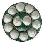 Plat rond  hutres ou coquillages faence en barbotine vintage