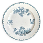 Plat rond lon graves en terre de fer bleue, service  anmones