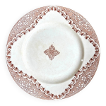 Plat rond longwy en terre de fer marron, service  andalous