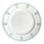 Plat rond moulin des loups & hamage en terre de fer verte