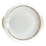 Plat rond  oreilles europorcelaine en porcelaine blanche et dore
